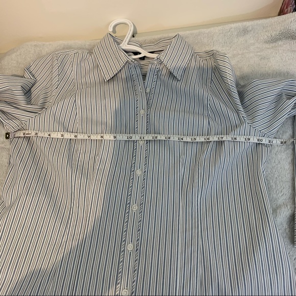 White Blouse with Blue & Black Pin Stripe - Picture 10 of 11